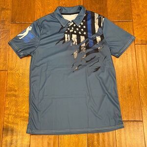 “Swing, Swear, Look For Ball, Repeat” Golf Shirt, Blue Flag Graphic